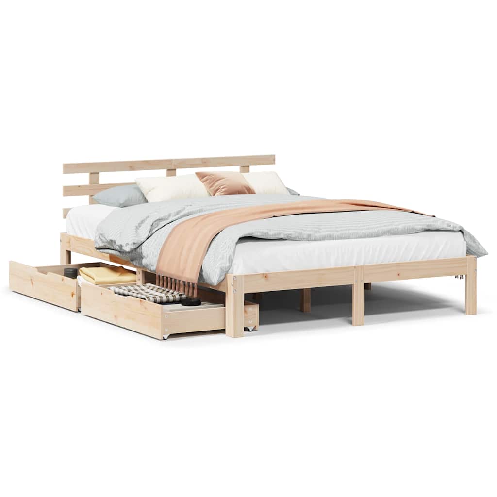 Bed Frame with Drawers without Mattress 135x190 cm Double