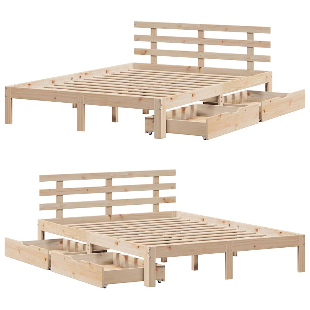 Bed Frame with Drawers without Mattress 150x200 cm King Size