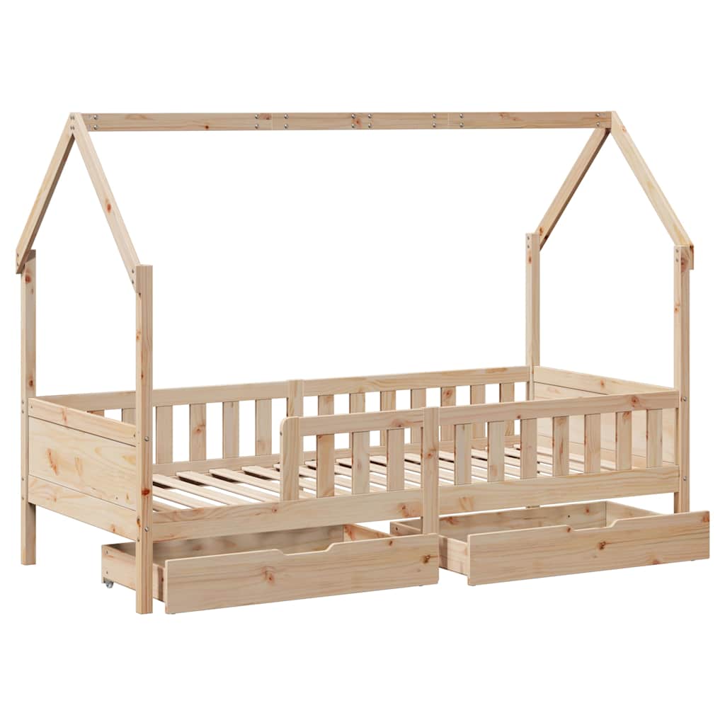Kids Bed Frame with Drawers without Mattress 80x200 cm Solid Wood