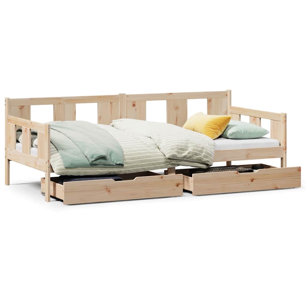 Daybed with Drawers without Mattress 90x200 cm Solid Wood
