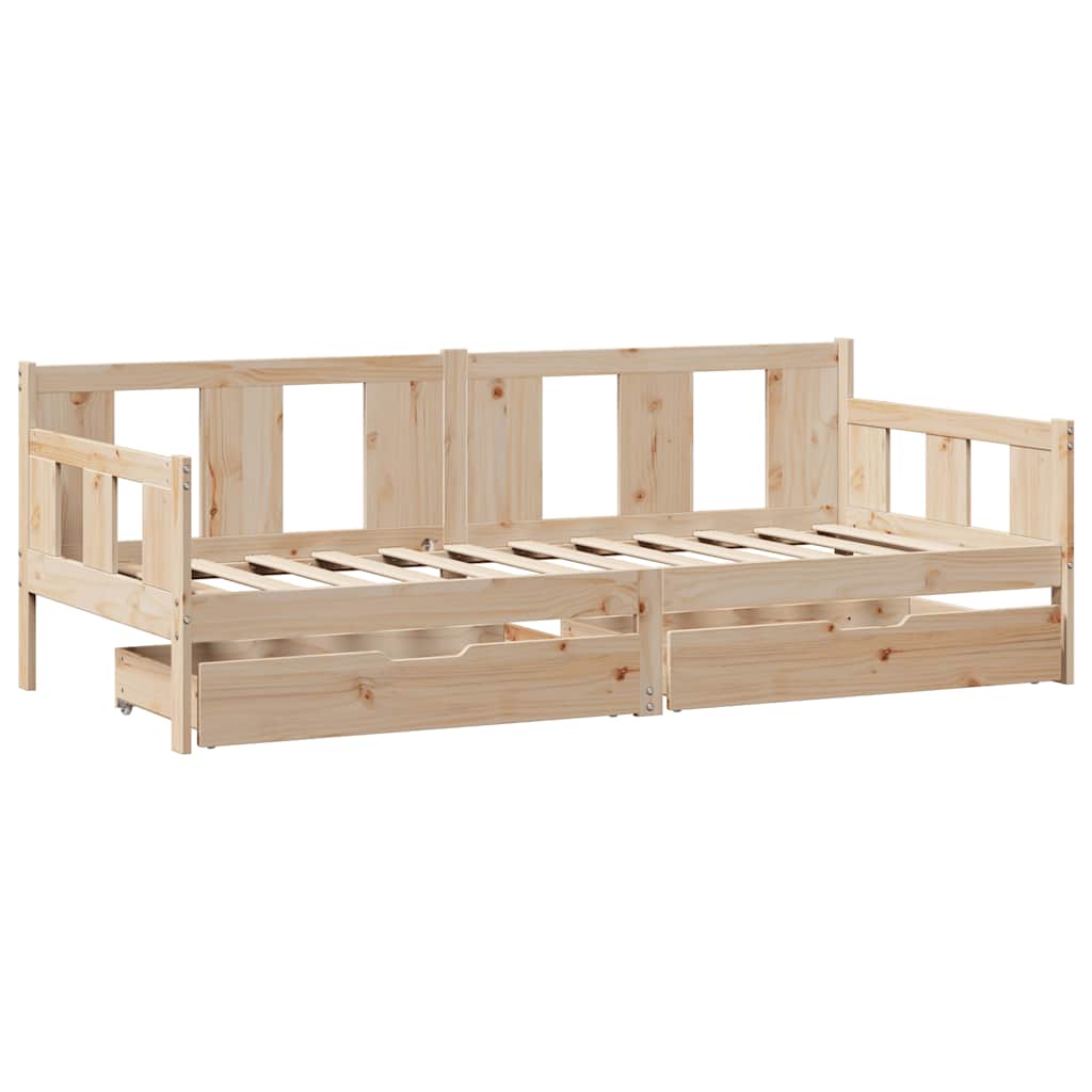 Daybed with Drawers without Mattress 90x200 cm Solid Wood