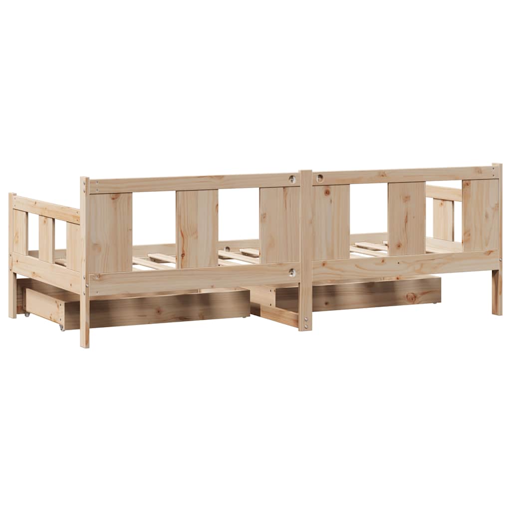 Daybed with Drawers without Mattress 90x200 cm Solid Wood
