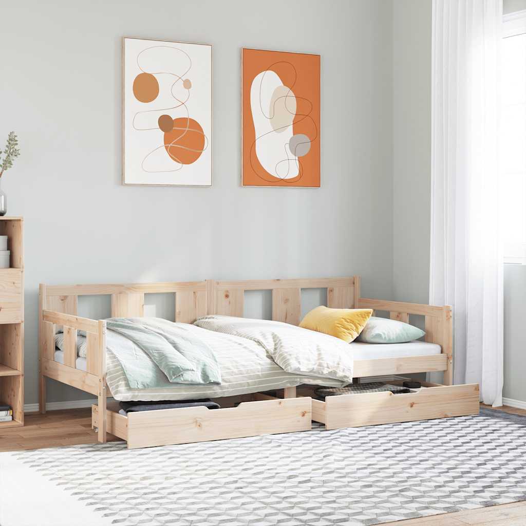 Daybed with Drawers without Mattress 90x200 cm Solid Wood