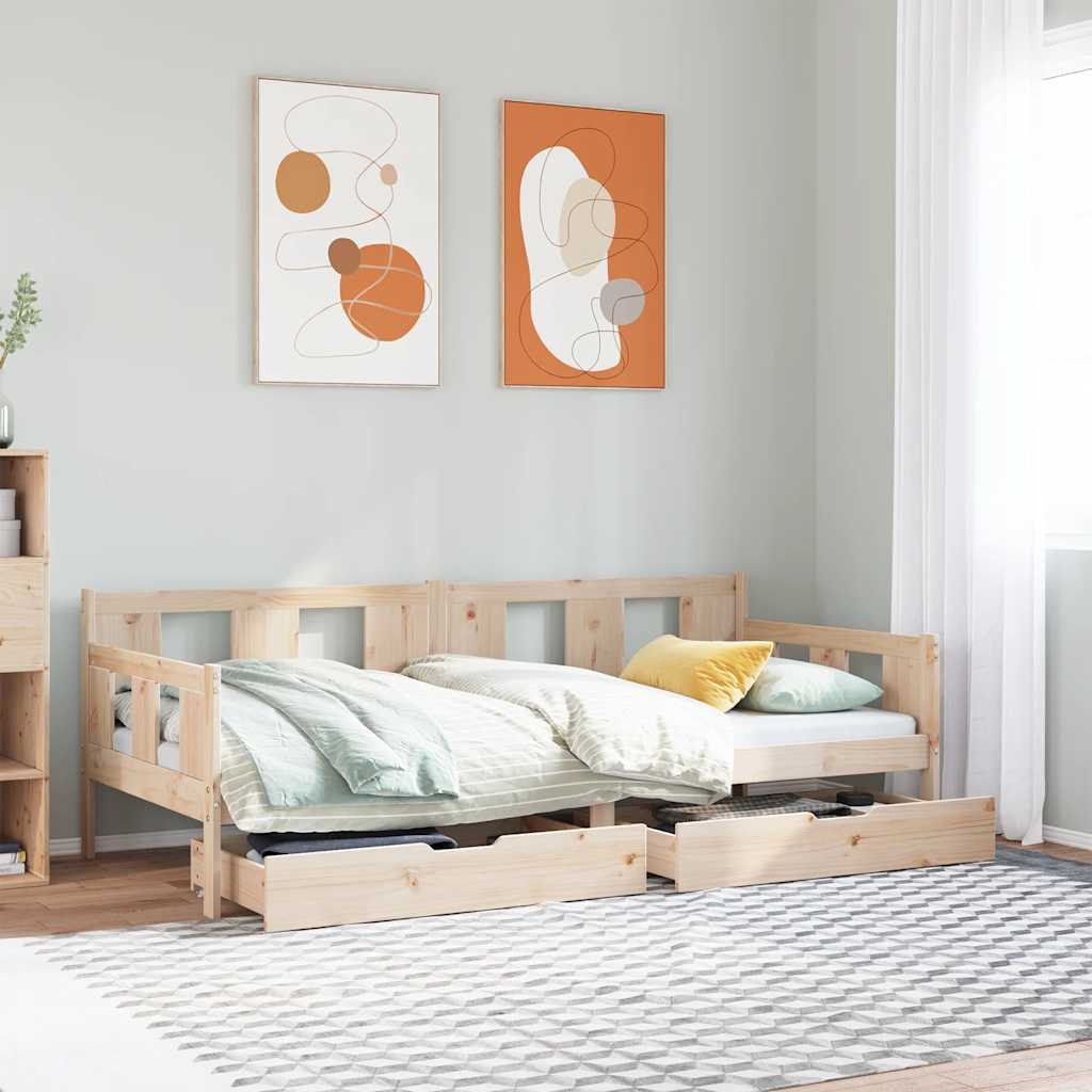 Daybed with Drawers without Mattress 80x200 cm Solid Wood