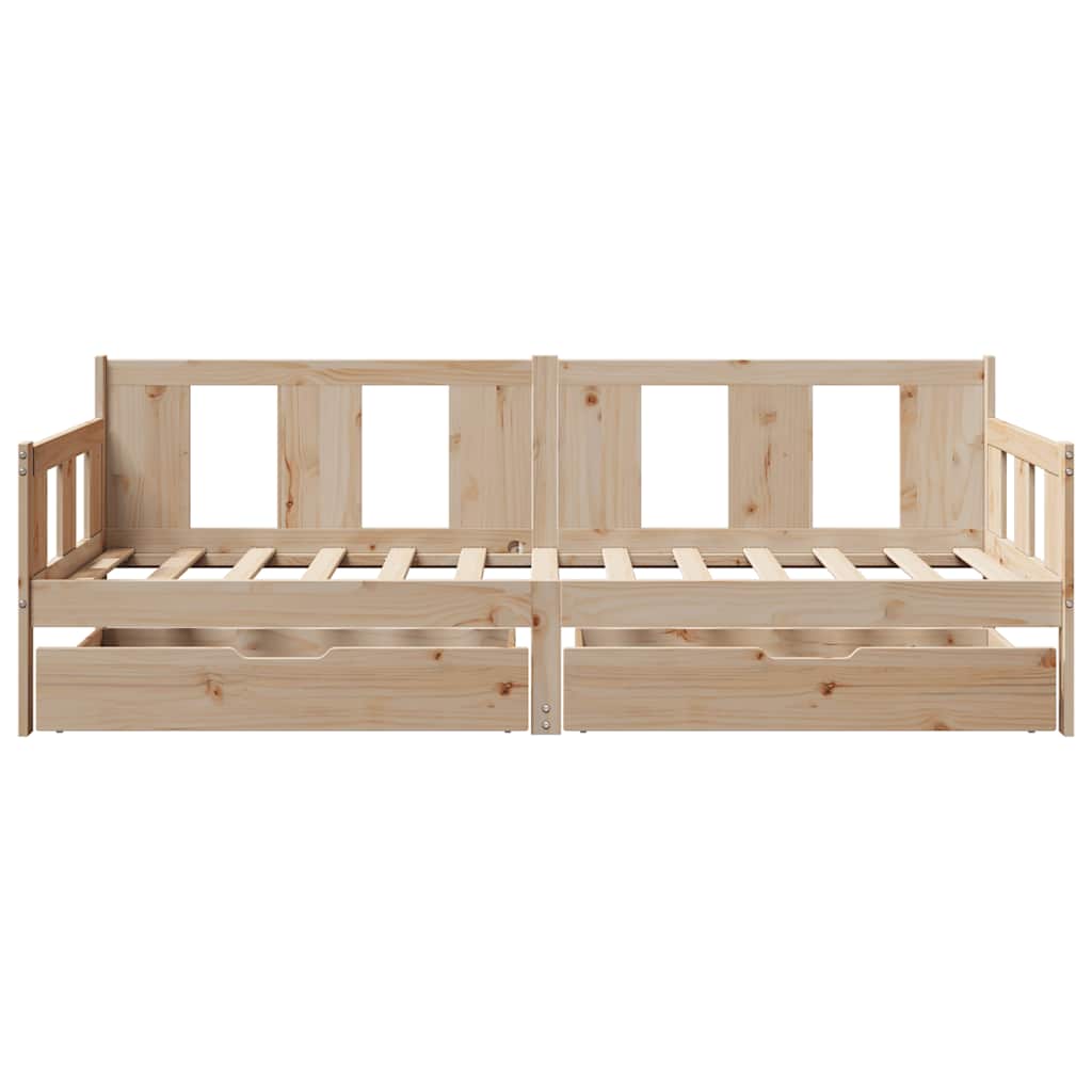 Daybed with Drawers without Mattress 90x190 cm Single Solid Wood