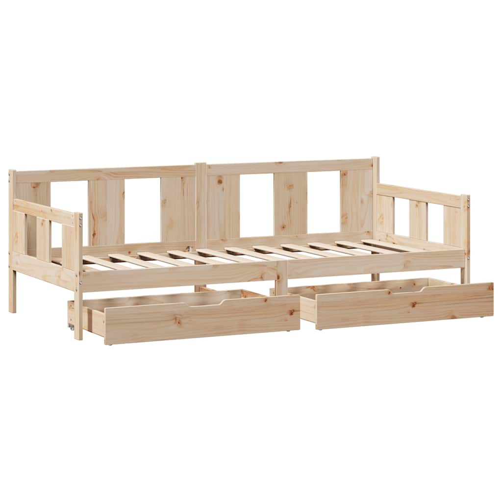 Daybed with Drawers without Mattress 90x190 cm Single Solid Wood