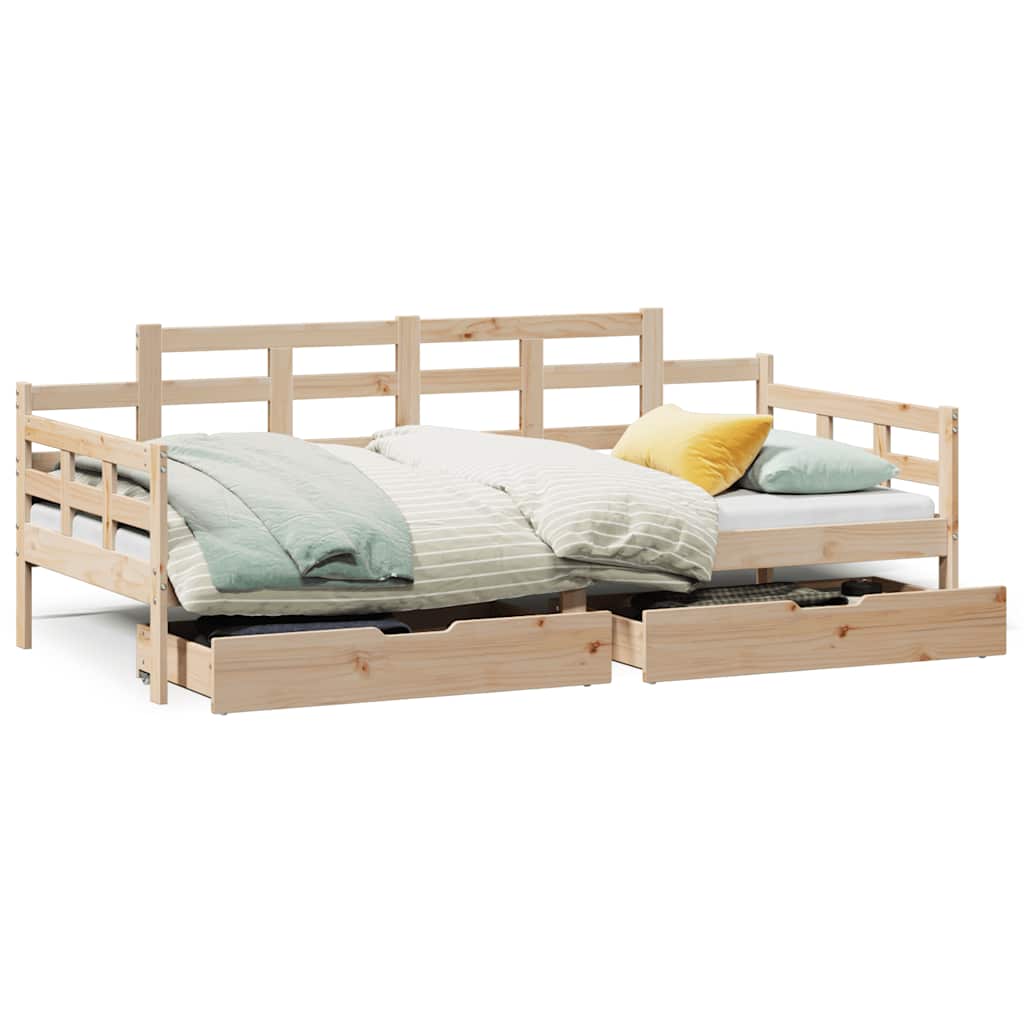 Daybed with Drawers without Mattress 90x200 cm Solid Wood