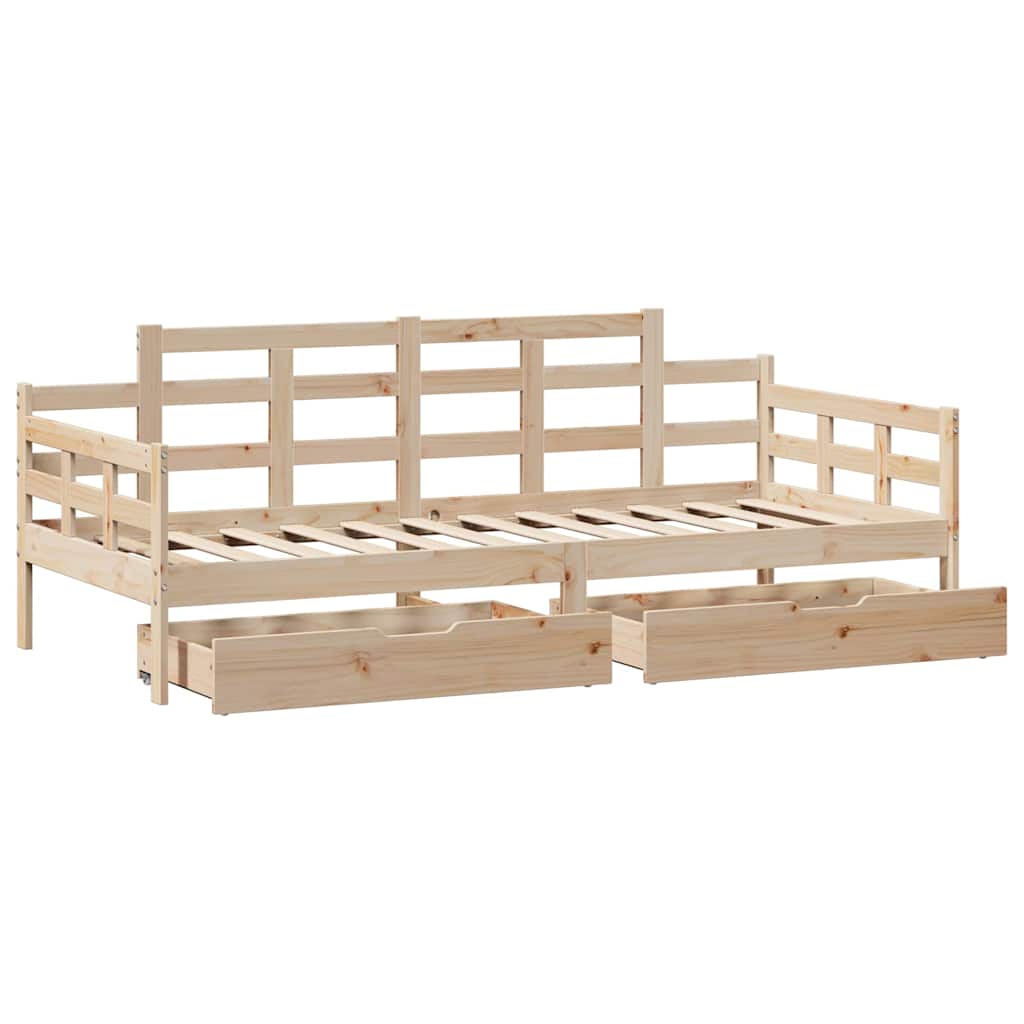 Daybed with Drawers without Mattress 90x200 cm Solid Wood