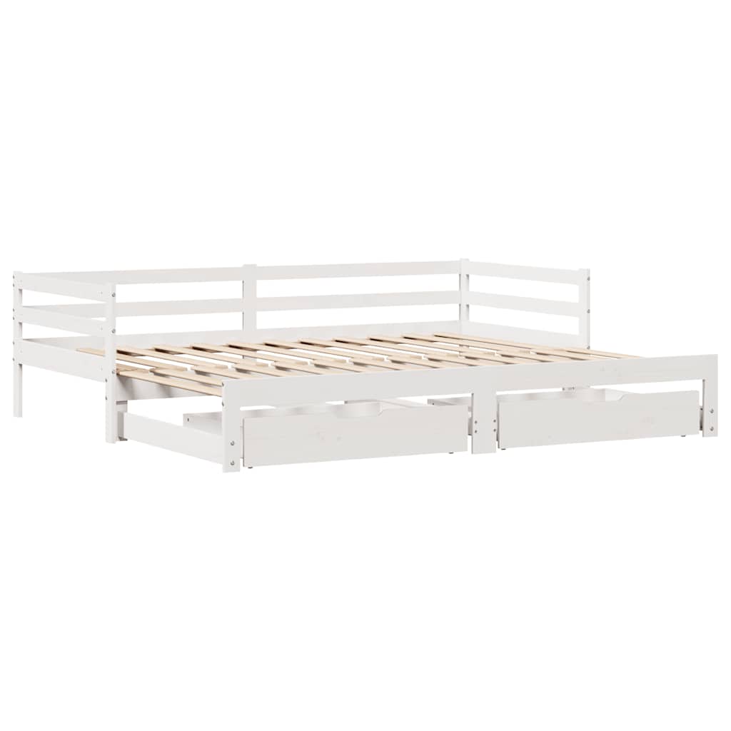 Daybed with Drawers without Mattress White 90x200 cm Solid Wood