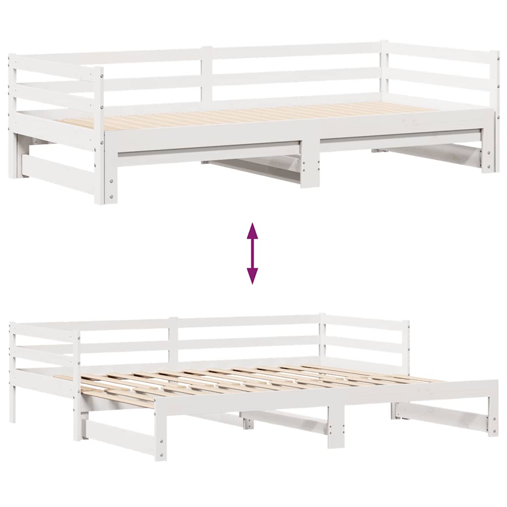 Daybed with Drawers without Mattress White 90x200 cm Solid Wood