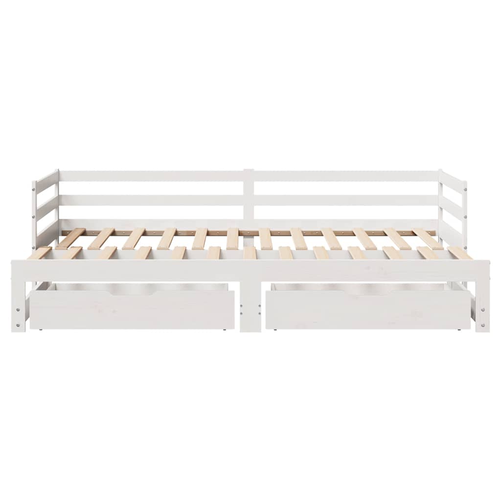 Daybed with Drawers without Mattress White 90x200 cm Solid Wood