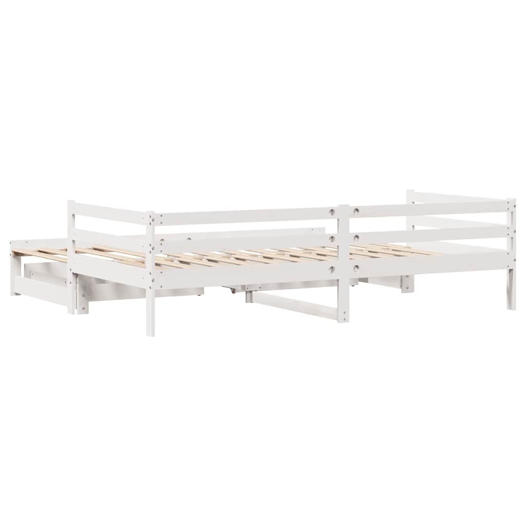Daybed with Drawers without Mattress White 90x200 cm Solid Wood