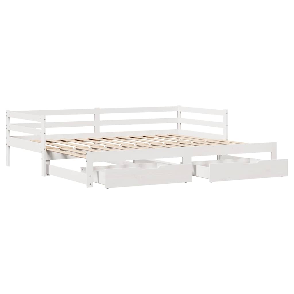 Daybed with Drawers without Mattress White 90x200 cm Solid Wood