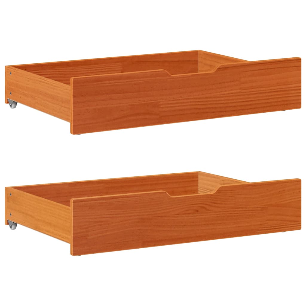 Daybed with Trundle&Drawers without Mattress Wax Brown 90x190 cm Single