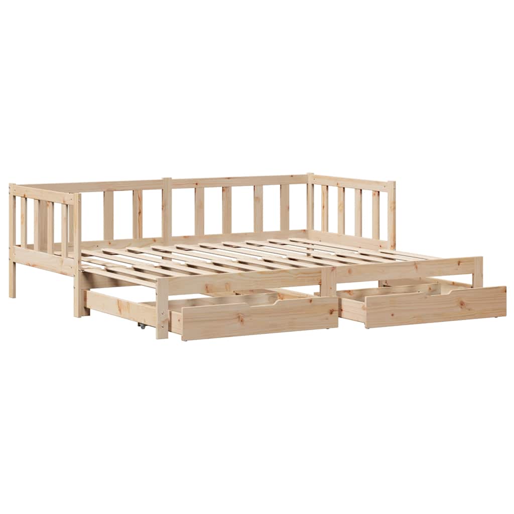Daybed with Trundle and Drawers without Mattress 90x190 cm Single