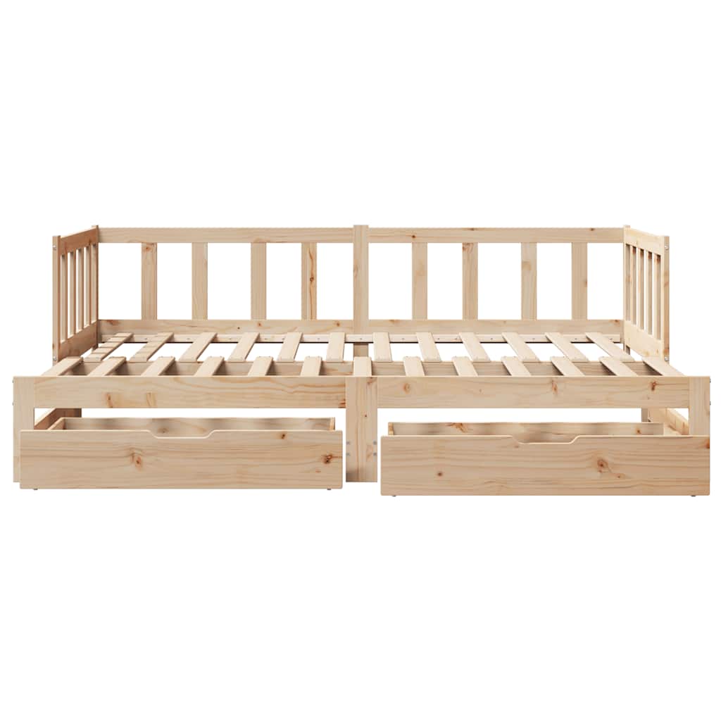 Daybed with Trundle and Drawers without Mattress 90x190 cm Single