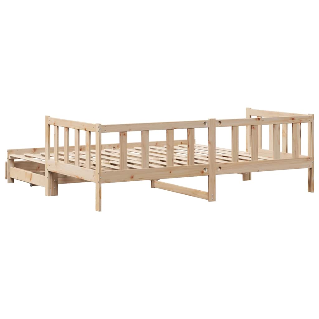 Daybed with Trundle and Drawers without Mattress 90x190 cm Single