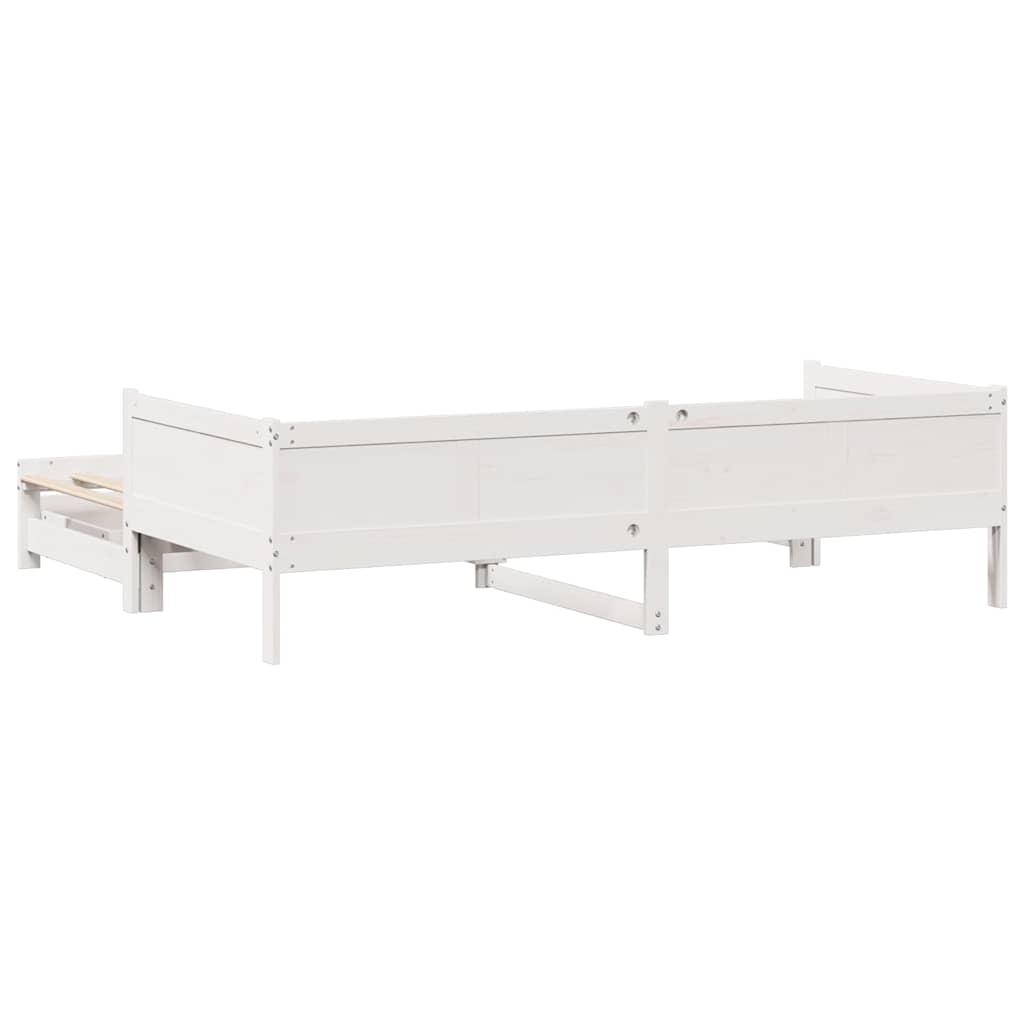 Daybed with Trundle and Drawers without Mattress White 80x200 cm