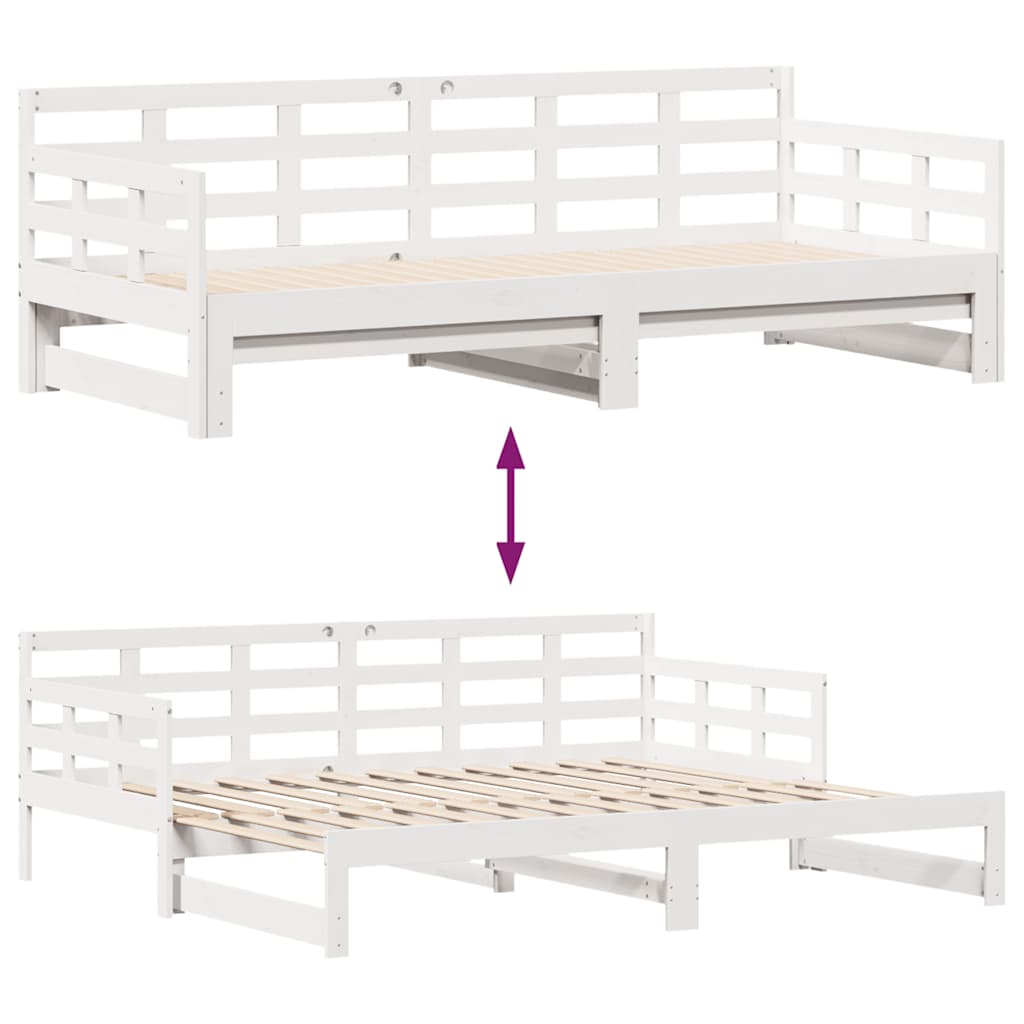 Daybed with Trundle and Drawers without Mattress White 80x200 cm