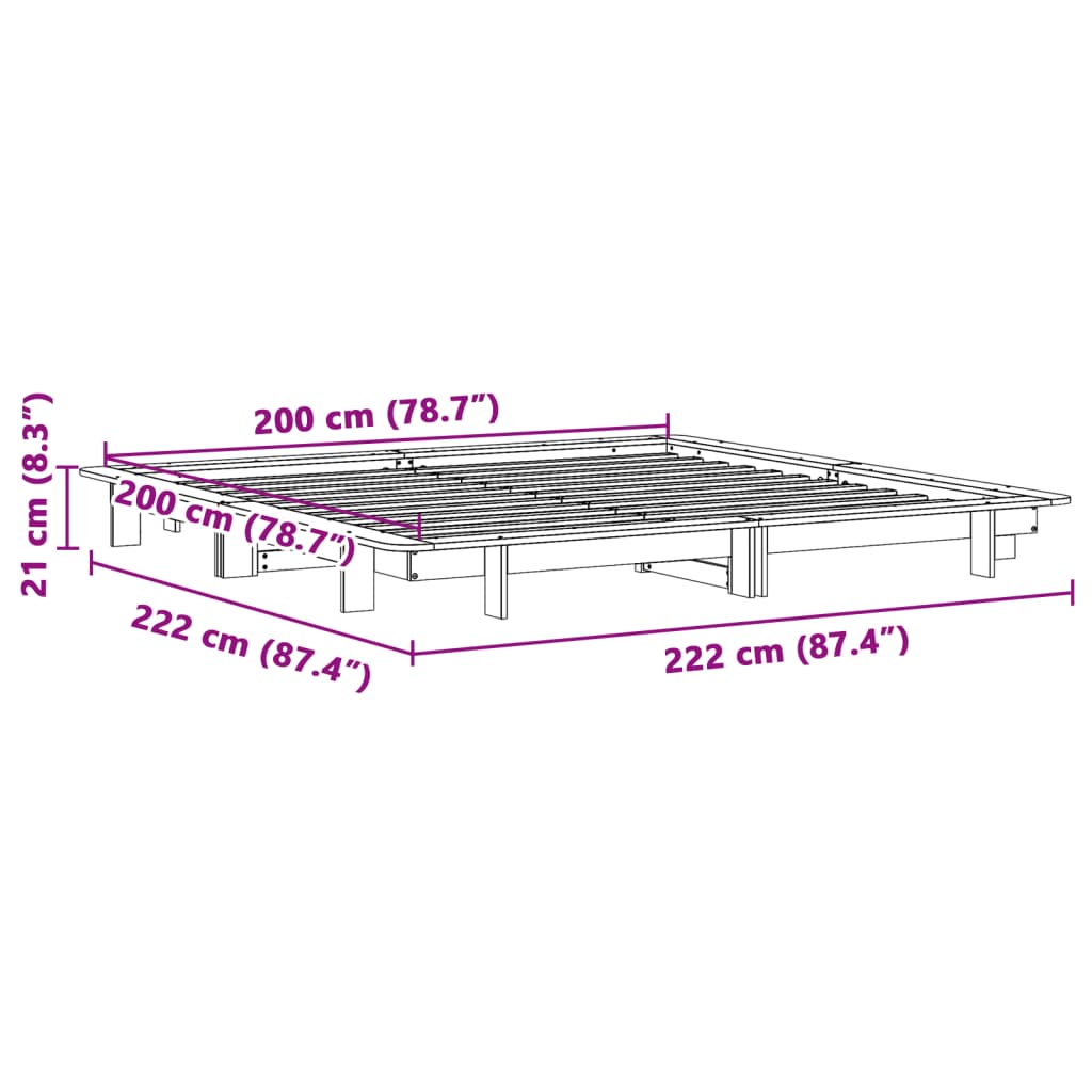 Bed Frame without Mattress 200x200 cm Solid Wood Pine