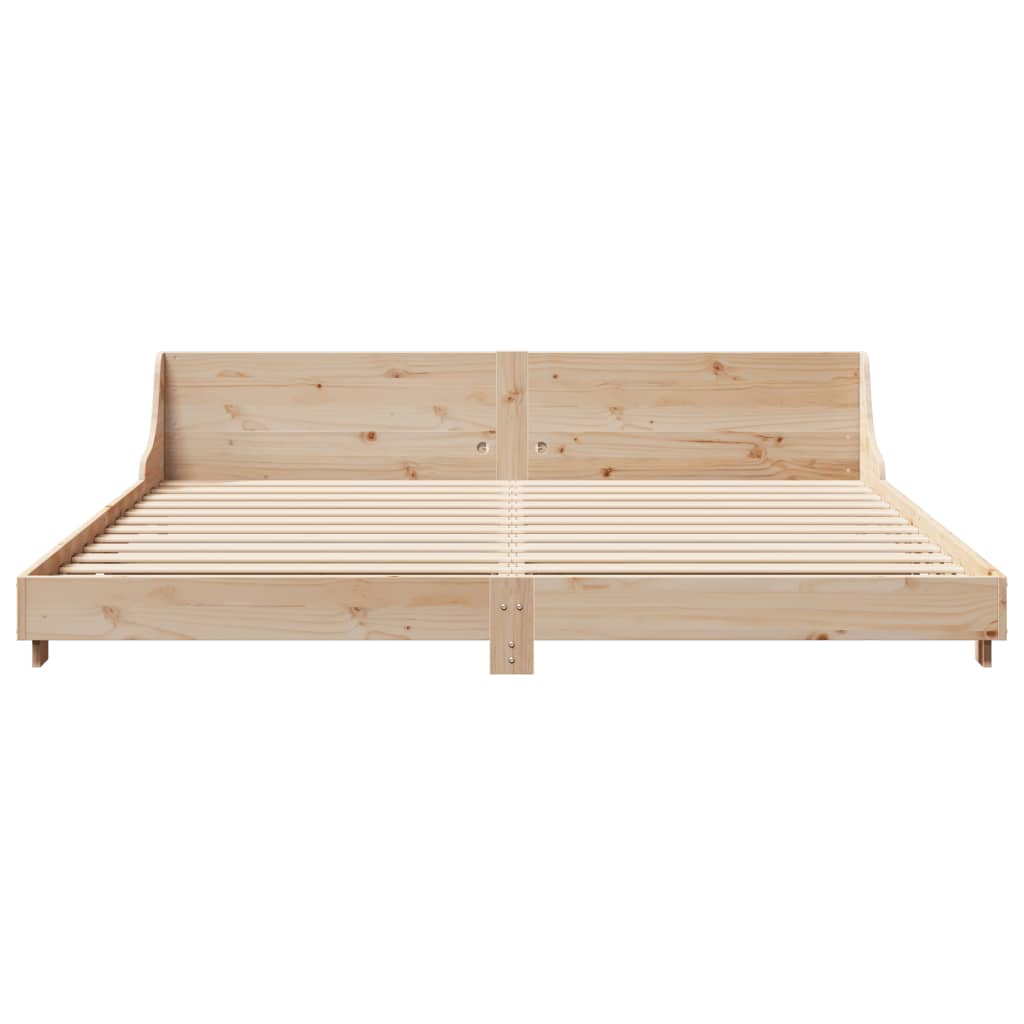 Rustic Wooden Emperor Size 2m Bed Frame Base With Headboard
