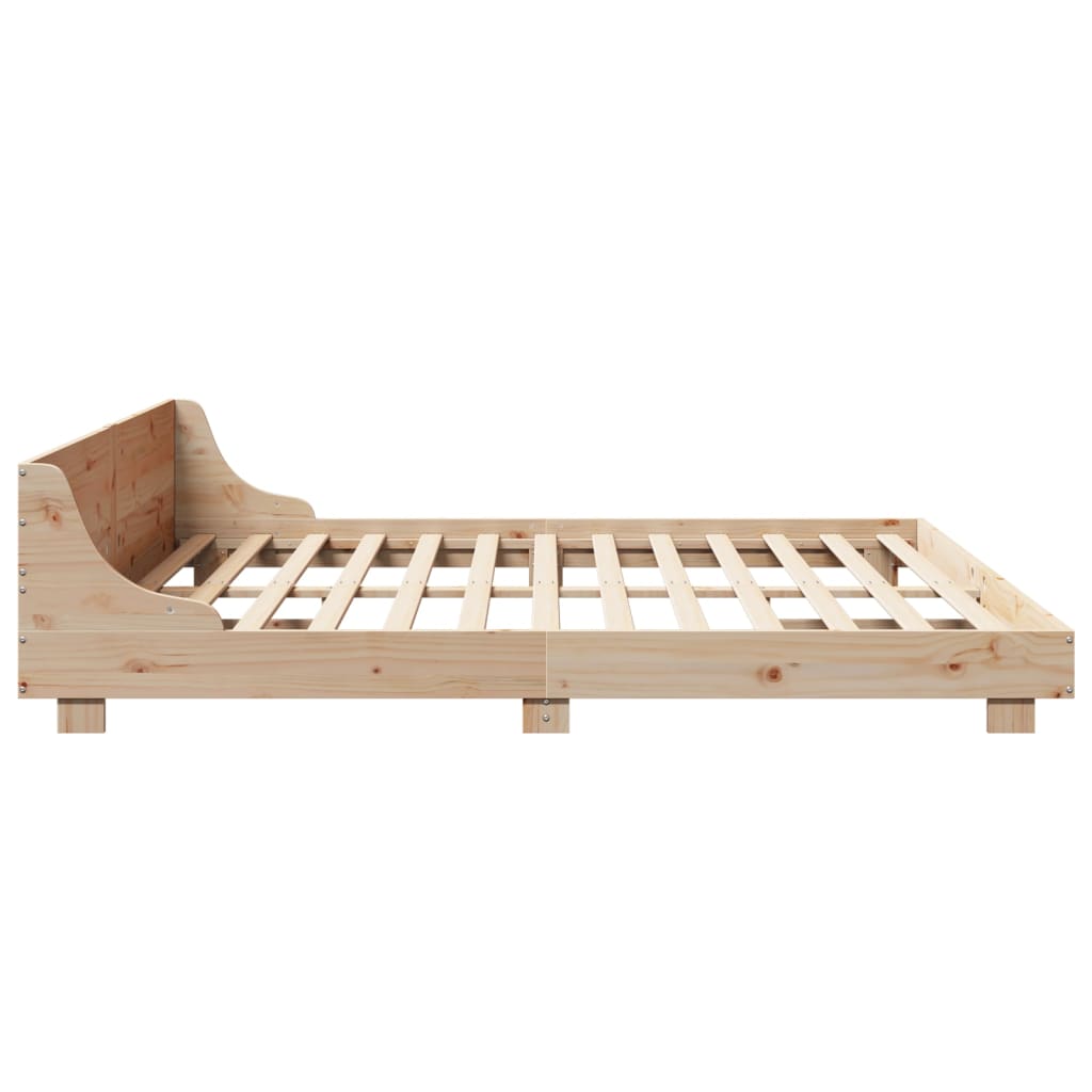 Rustic Wooden Emperor Size 2m Bed Frame Base With Headboard