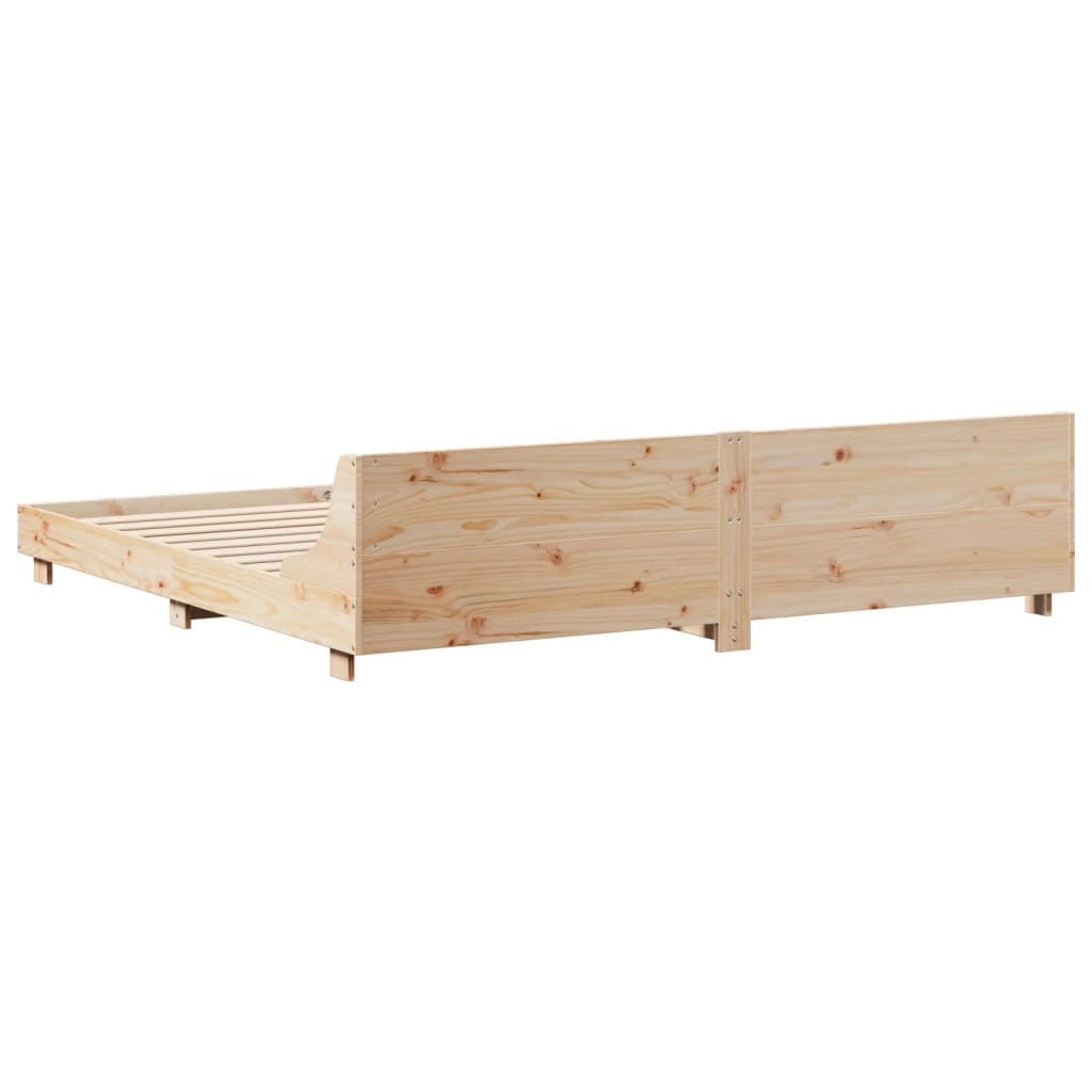 Rustic Wooden Emperor Size 2m Bed Frame Base With Headboard