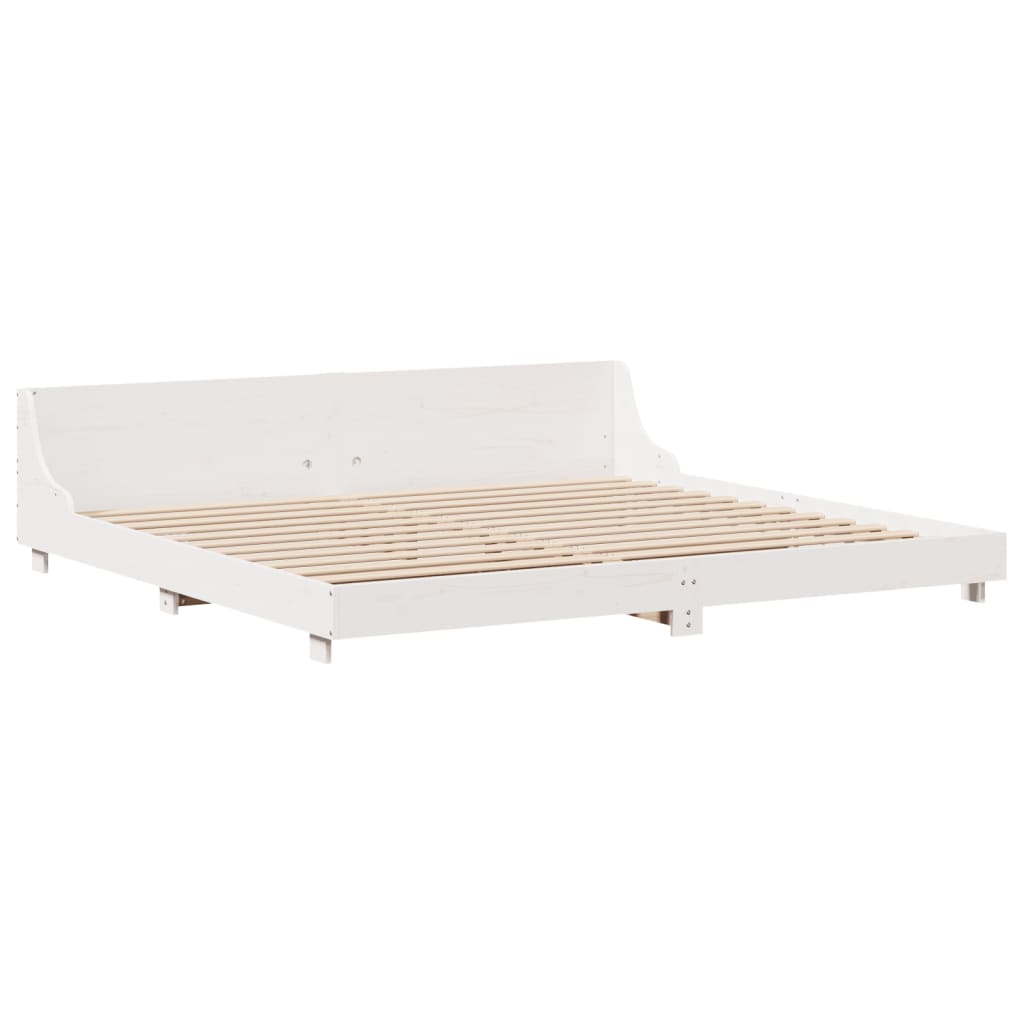 Rustic Wooden Emperor Size 2m Bed Frame Base With Headboard