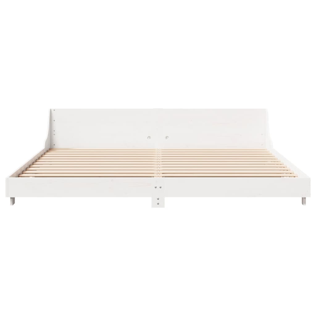 Rustic Wooden Emperor Size 2m Bed Frame Base With Headboard