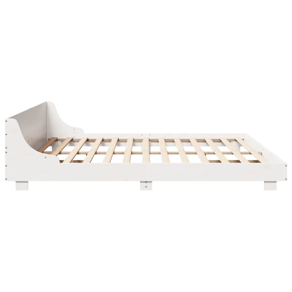 Rustic Wooden Emperor Size 2m Bed Frame Base With Headboard