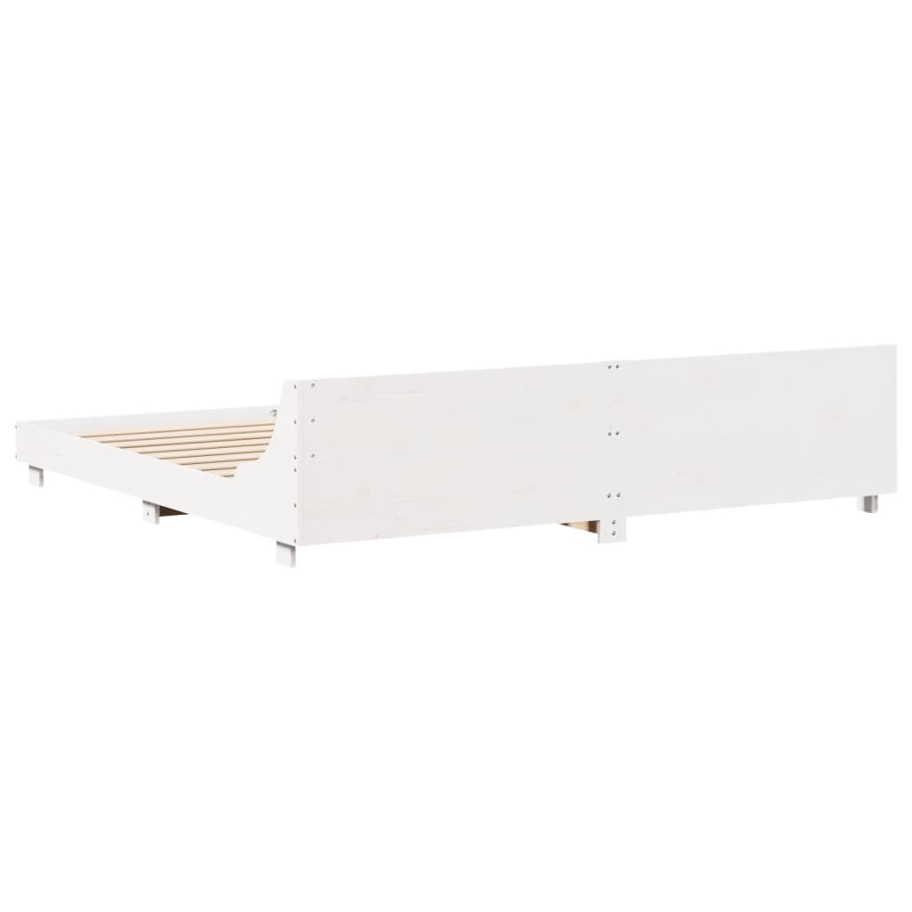 Rustic Wooden Emperor Size 2m Bed Frame Base With Headboard