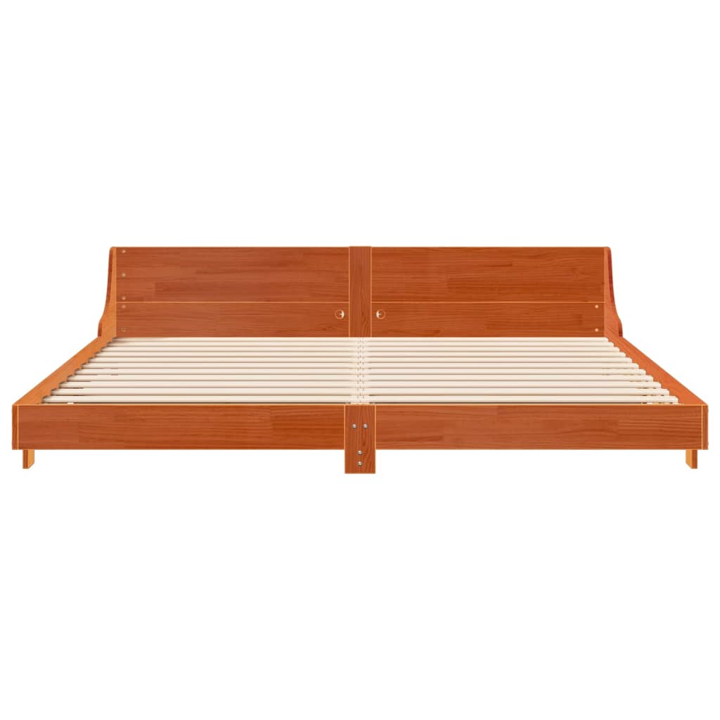 Rustic Wooden Emperor Size 2m Bed Frame Base With Headboard