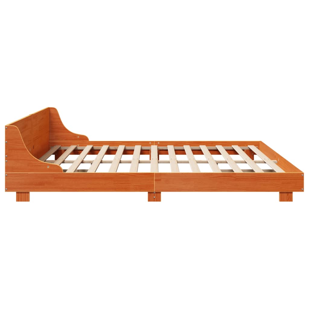 Rustic Wooden Emperor Size 2m Bed Frame Base With Headboard