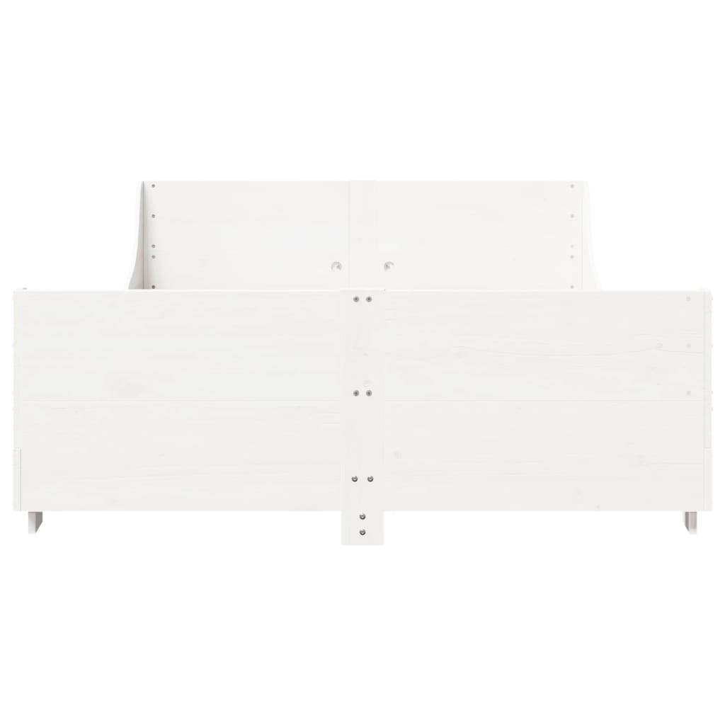 Bed Frame without Mattress White 150x200 cm King Size Solid Wood Pine