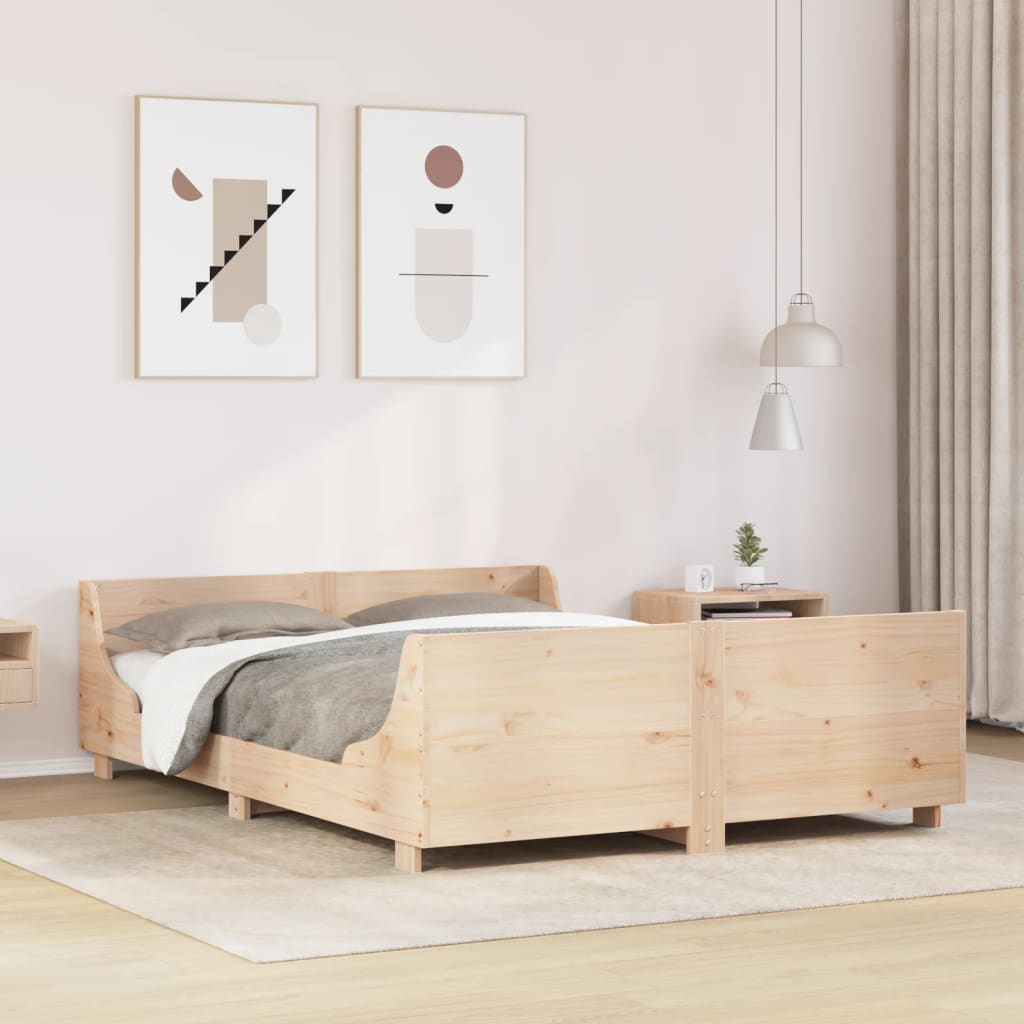 Bed Frame without Mattress 135x190 cm Double Solid Wood Pine