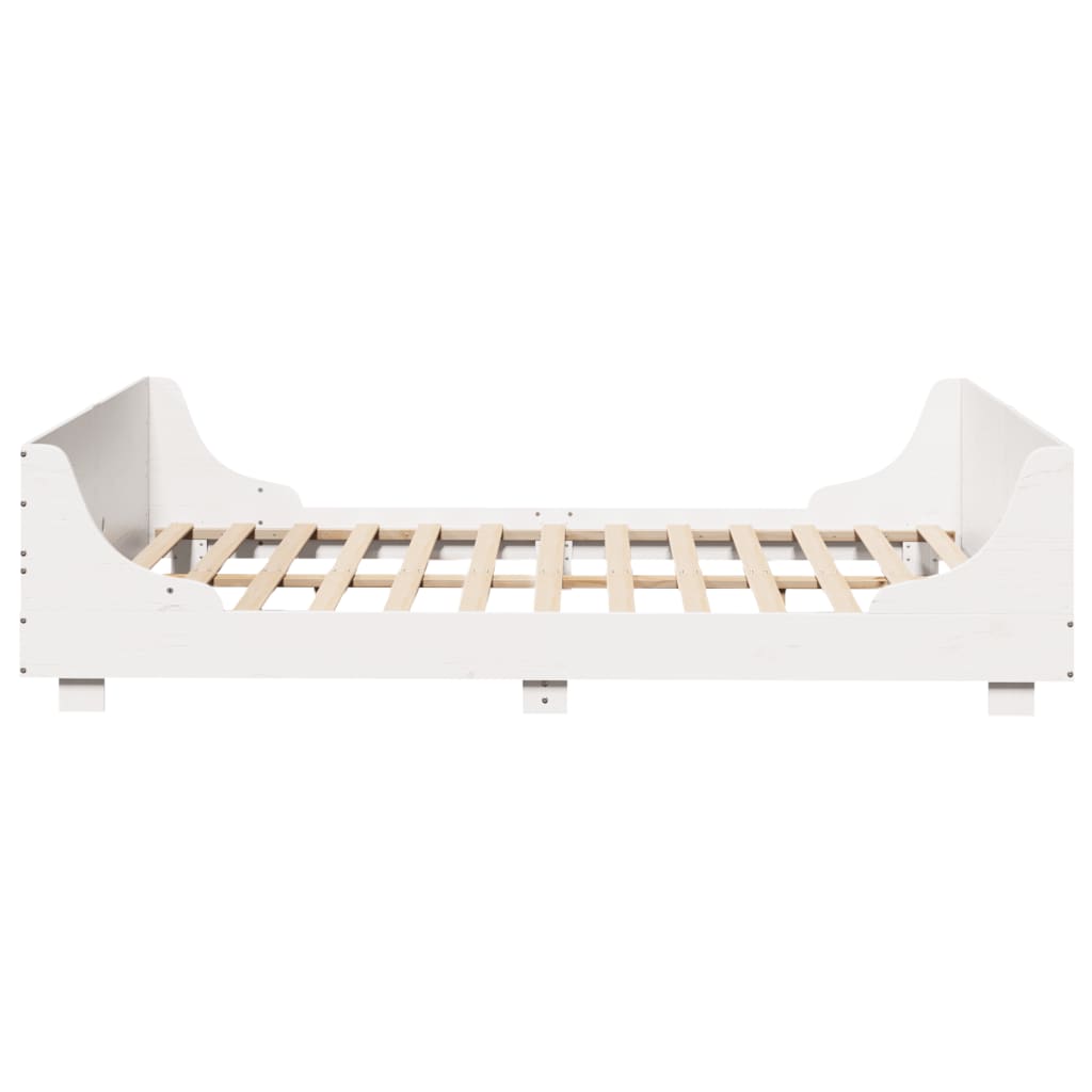 Bed Frame without Mattress White 135x190 cm Double Solid Wood Pine