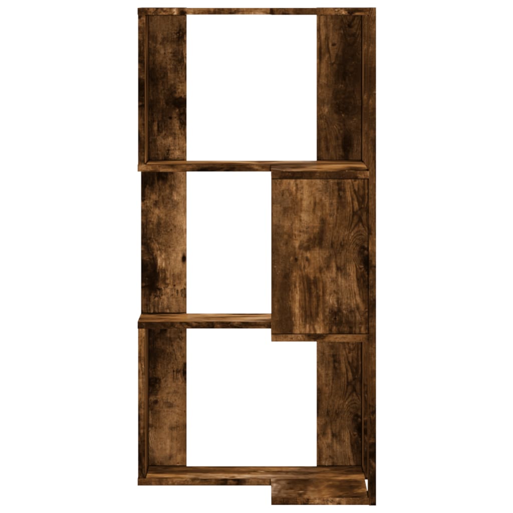 Corner Bookcase 3-Tier Smoked Oak 50x50x102 cm Engineered Wood