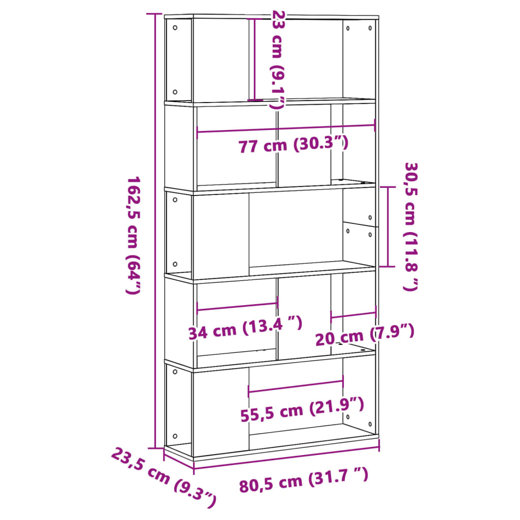 Modern Wooden 5-Tier Open Bookcase Book Storage Cabinet Unit Shelving Wood