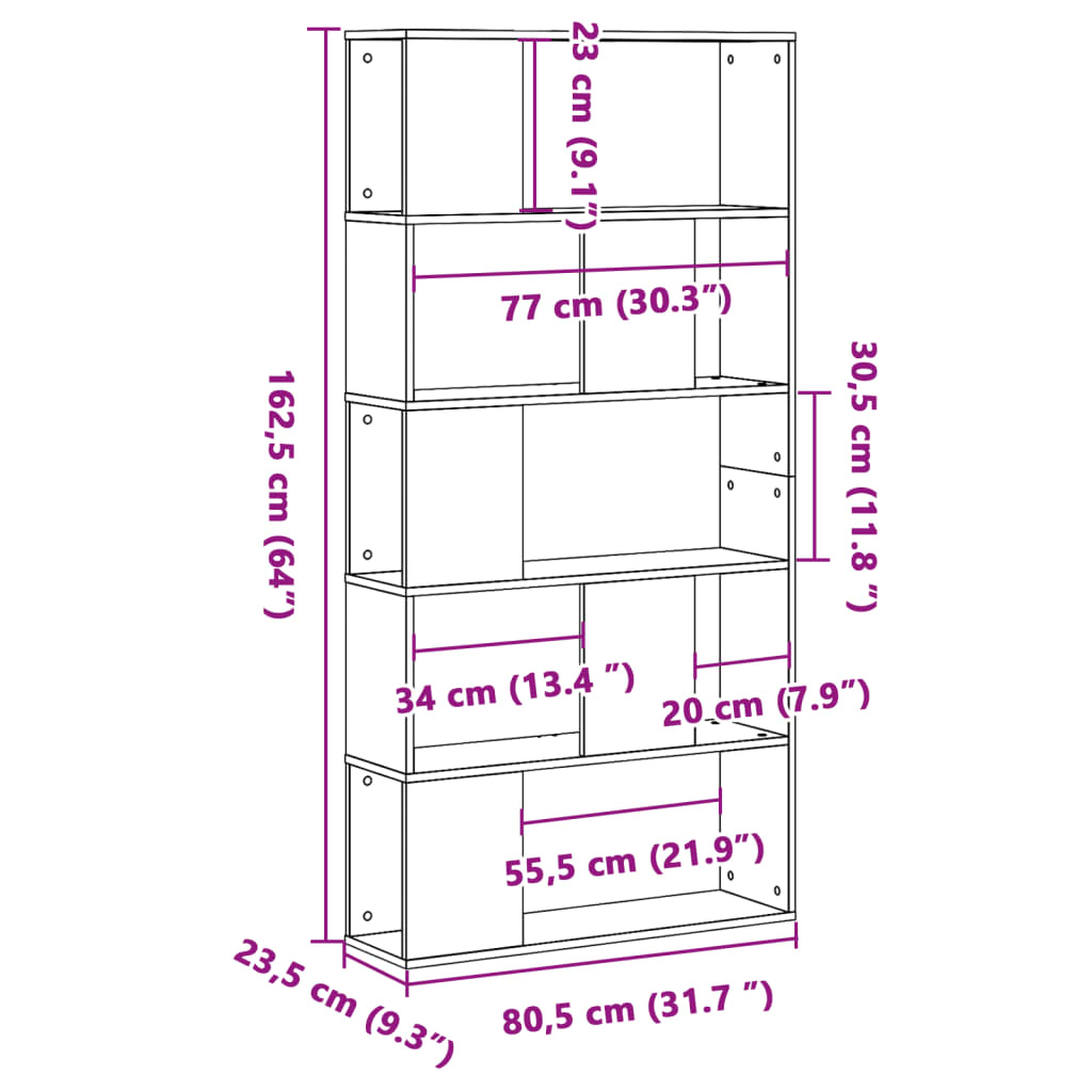 Modern Wooden 5-Tier Open Bookcase Book Storage Cabinet Unit Shelving Wood