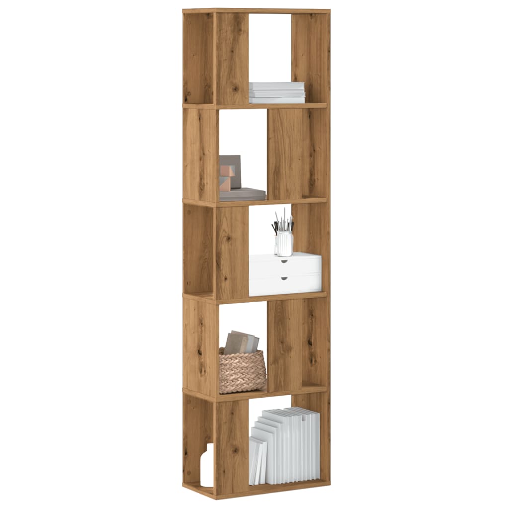 Bookcase 5-Tier Artisian Oak 45x23.5x162.5 cm Engineered Wood