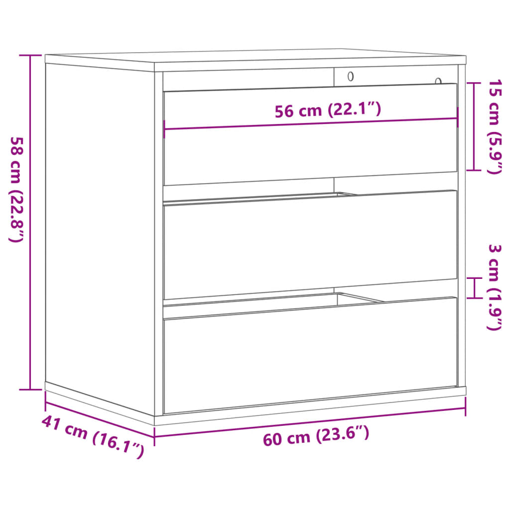 Corner Chest of Drawers Artisian Oak 60x41x58 cm Engineered Wood