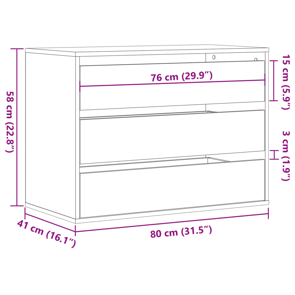 Corner Chest of Drawers Grey Sonoma 80x41x58 cm Engineered Wood