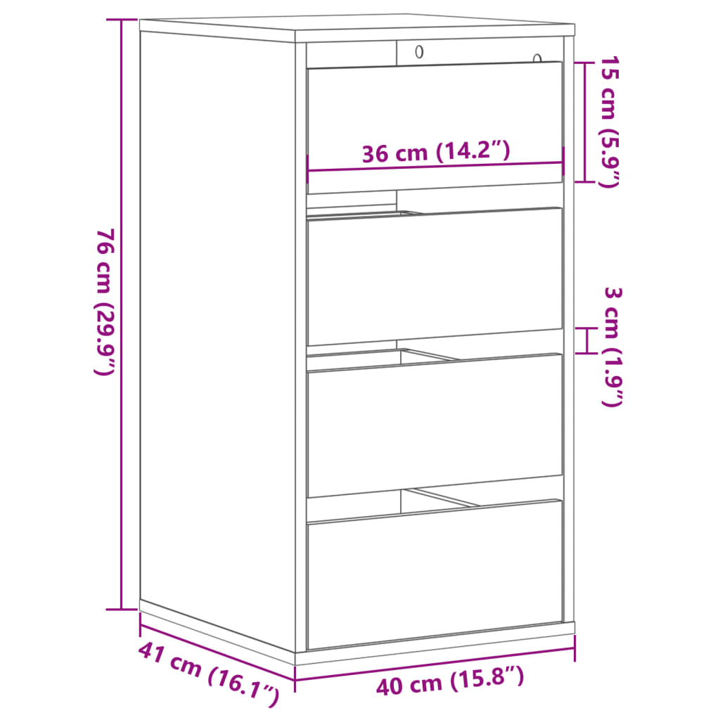 Corner Chest of Drawers Artisian Oak 40x41x76 cm Engineered Wood