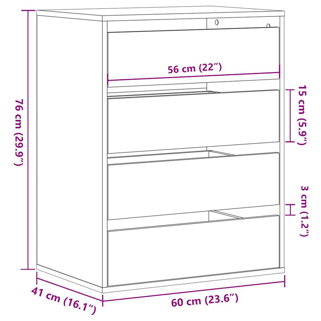 Corner Chest of Drawers Artisian Oak 60x41x76 cm Engineered Wood