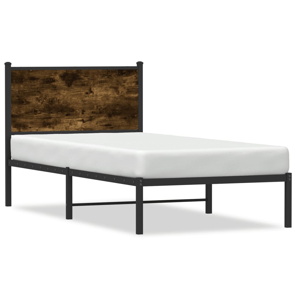 Metal Bed Frame without Mattress Smoked Oak 80x200 cm