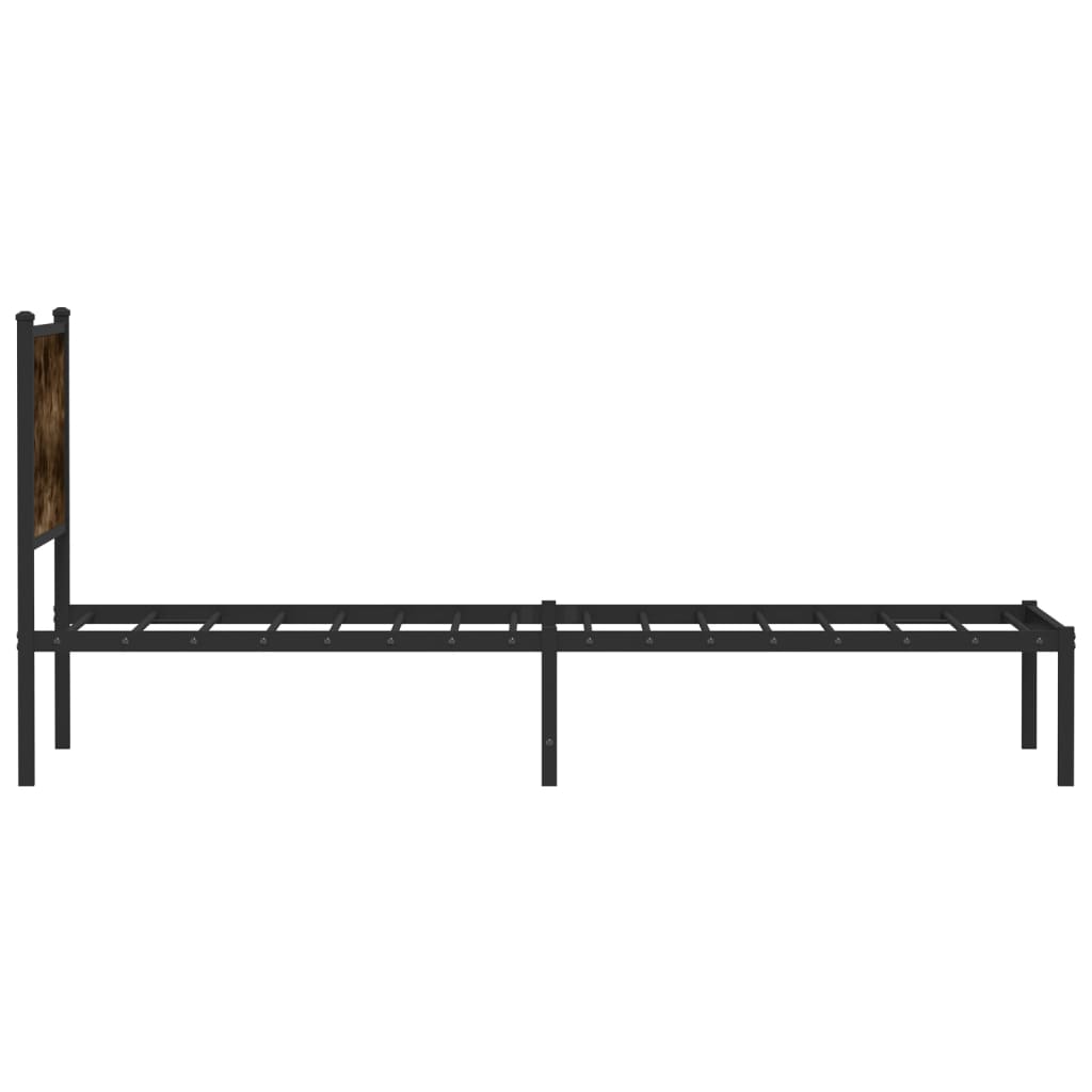 Metal Bed Frame without Mattress Smoked Oak 90x200 cm