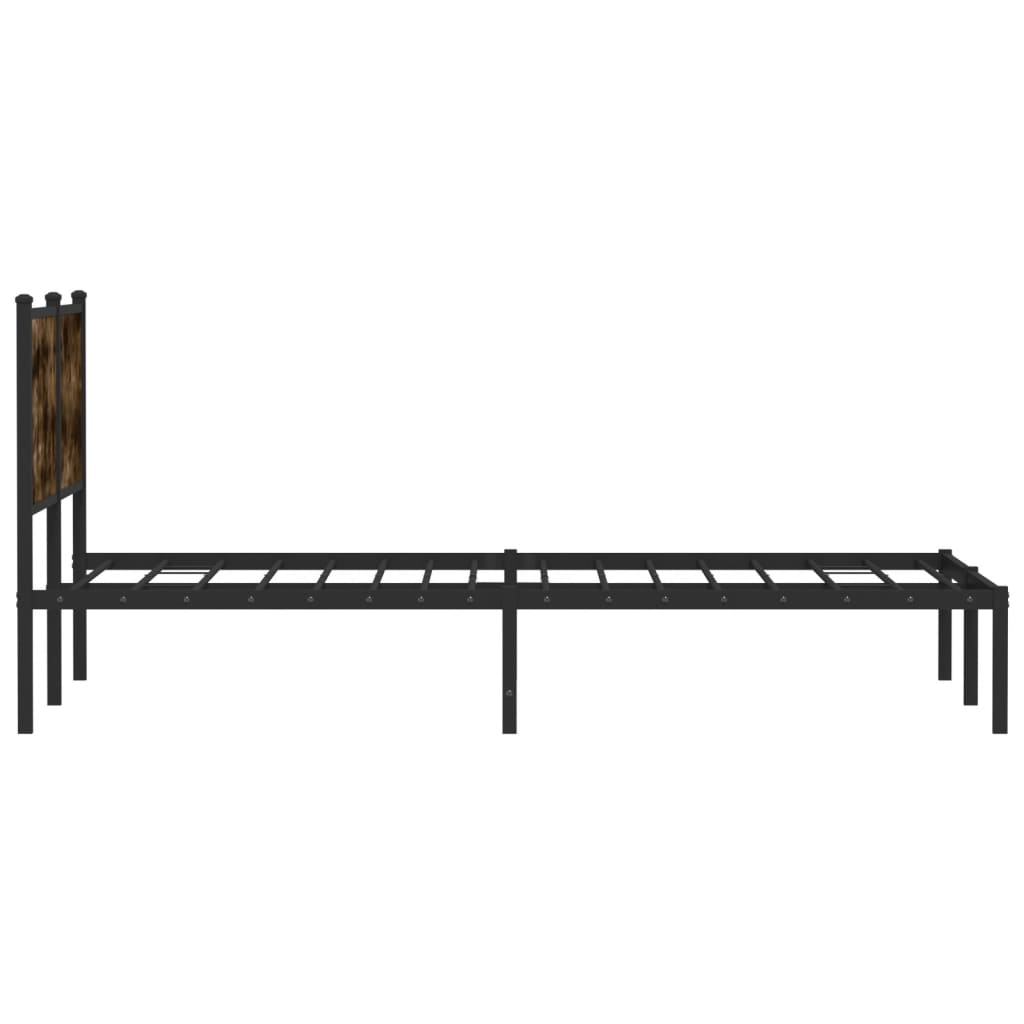 Metal Bed Frame without Mattress Smoked Oak 137x190 cm
