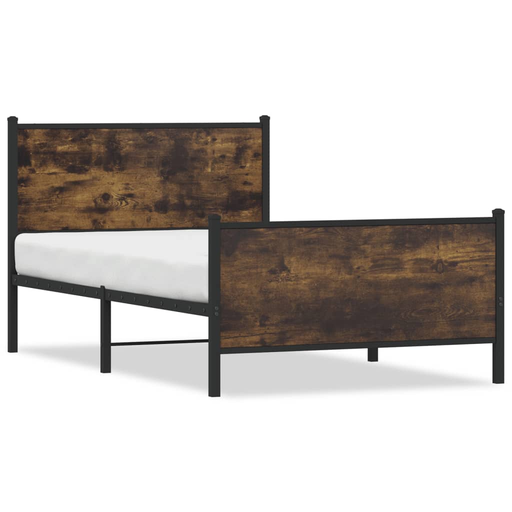 Industrial Wooden Single Size 90cm Bed Frame Base With Headboard & Footboard