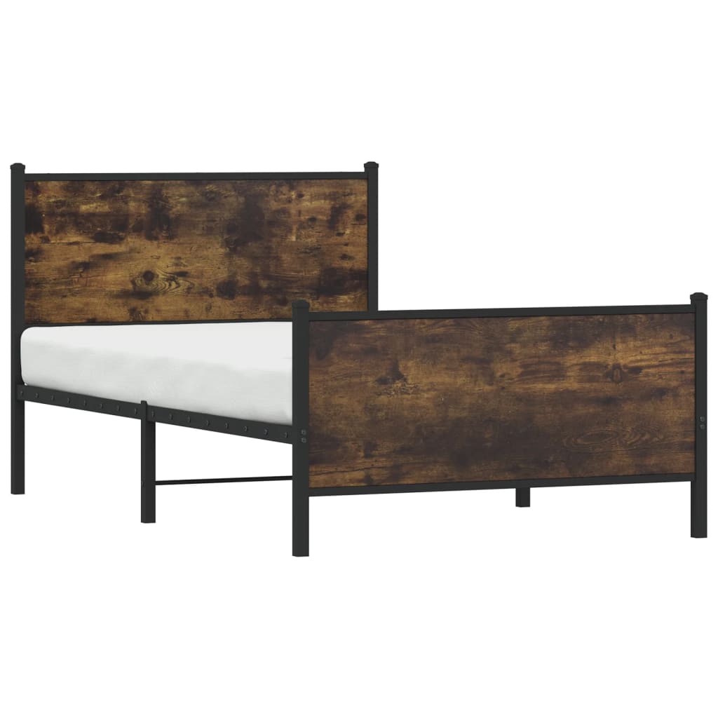 Industrial Wooden Single Size 90cm Bed Frame Base With Headboard & Footboard