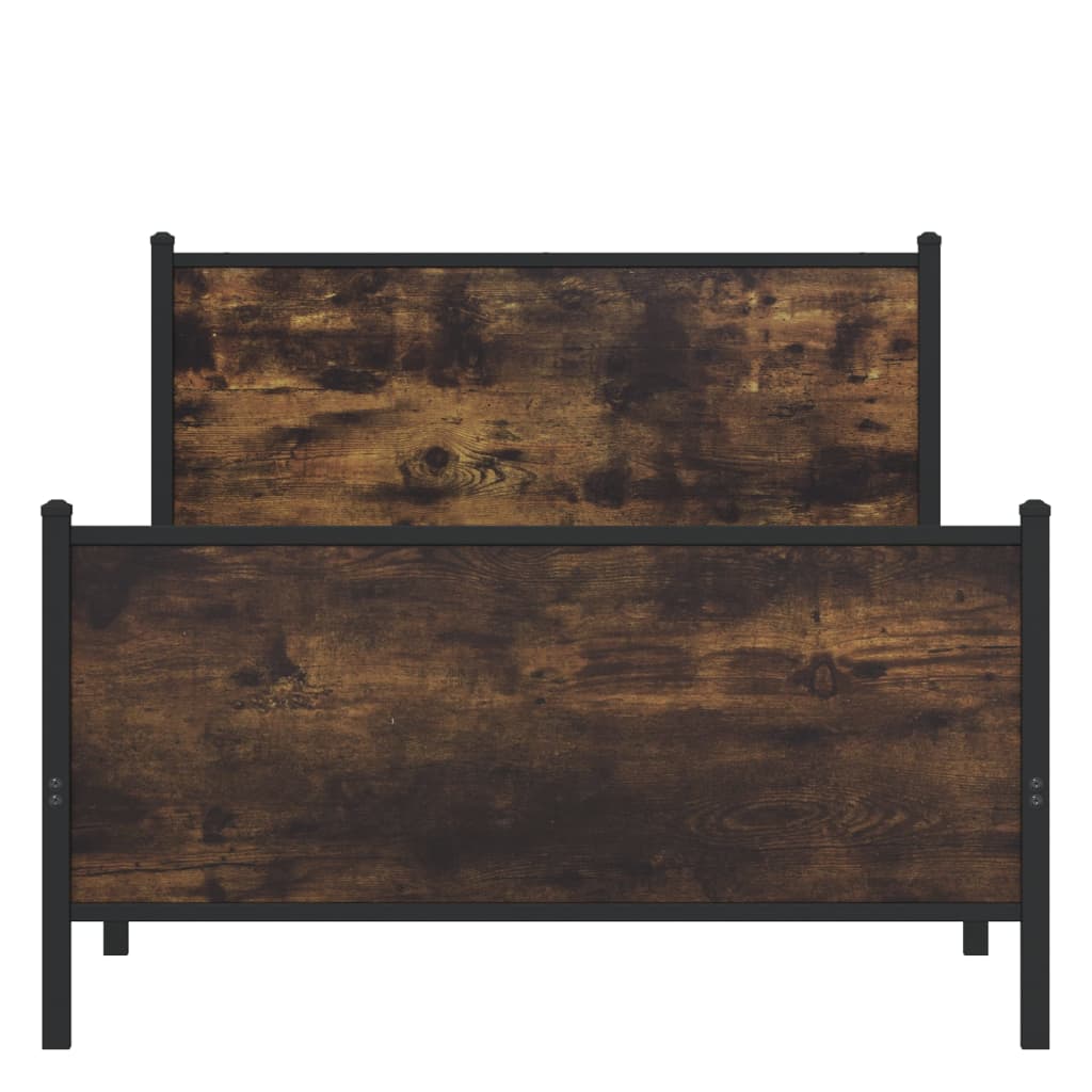 Industrial Wooden Single Size 90cm Bed Frame Base With Headboard & Footboard
